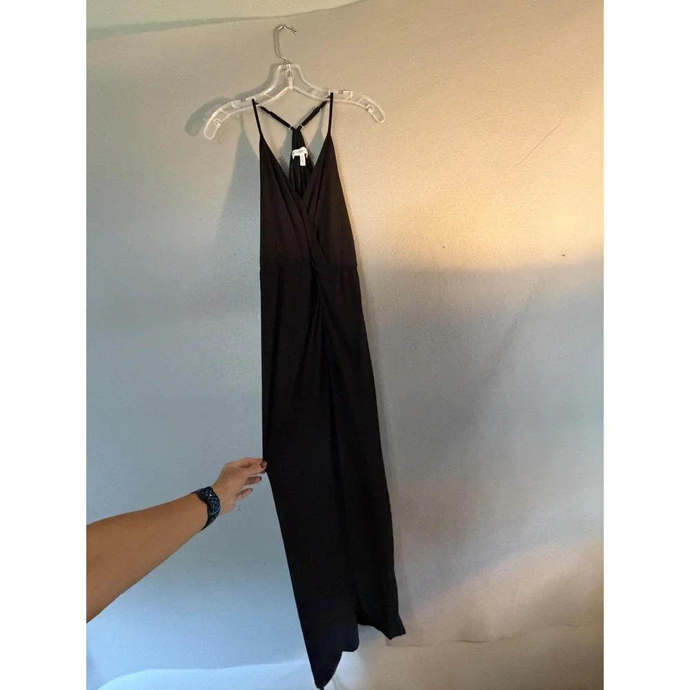 BCBGeneration Dress Womens XS Black V Neck Strappy Maxi Slip Jersey Formal